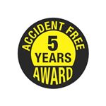 Accident Free 5 Years Award Hard Hat Decal